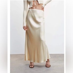 MANGO Satin long skirt